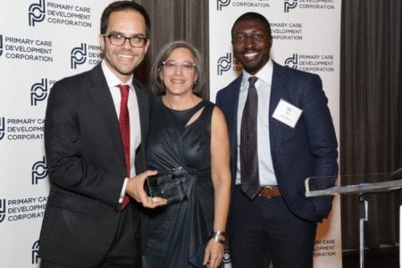 RubiconMD founders Carlos Reines and Gil Addo with Louise Cohen