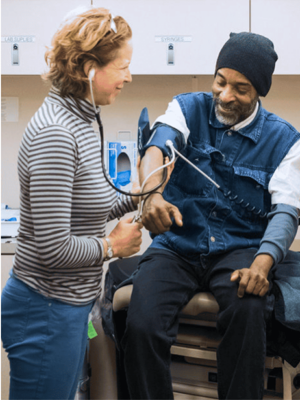 Physician interacting with patient